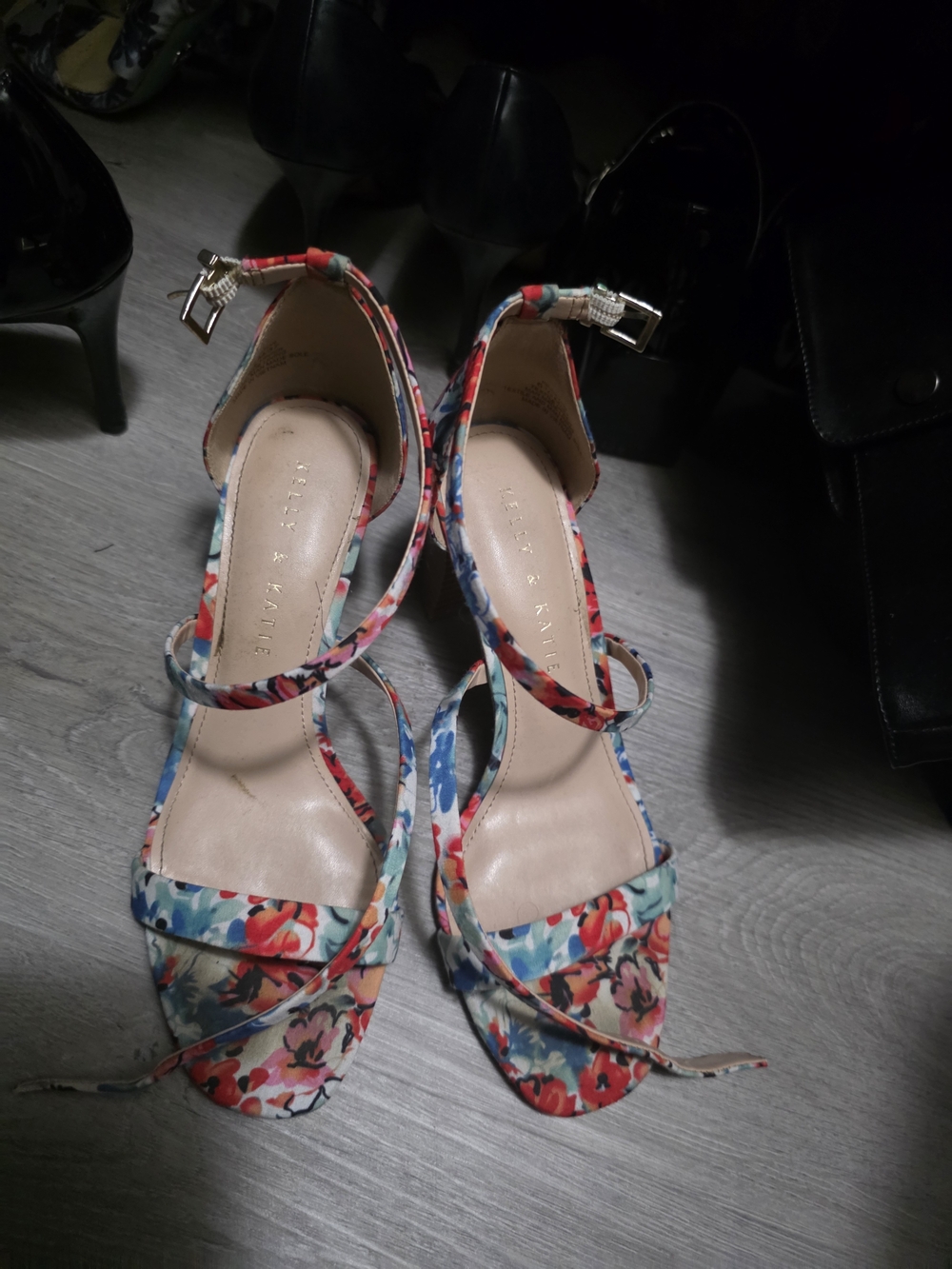 Kelly & Katie Floral Strappy Ankle-Wrap Sandals - Multicolor 6.5M